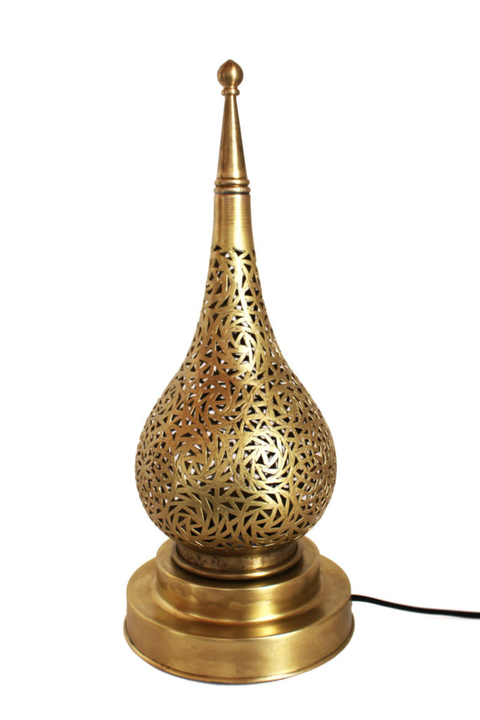 Tropfenförmige Stehlampe aus Messing mit traditionellen Muster