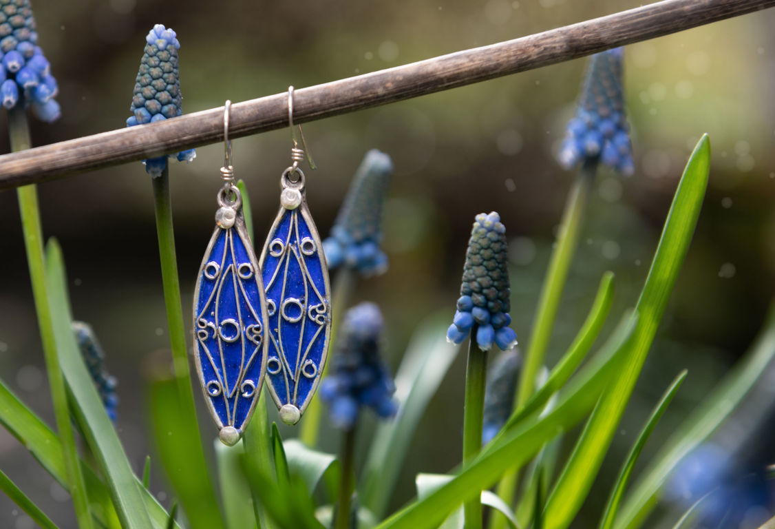 Tuareg Silber Ohrringe in blau