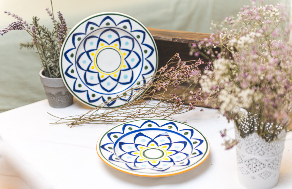 Handbemalte Teller aus Marokko Majorelle